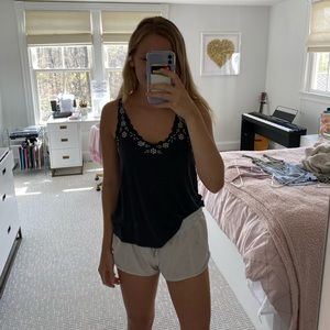 Embroidered Scoop Neck Tank